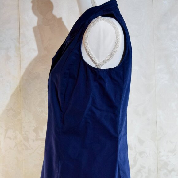 Talbots Navy Blue Sleeveless Non-Iron Perfect Shirt | Collared Button-Up Top - Picture 3 of 6